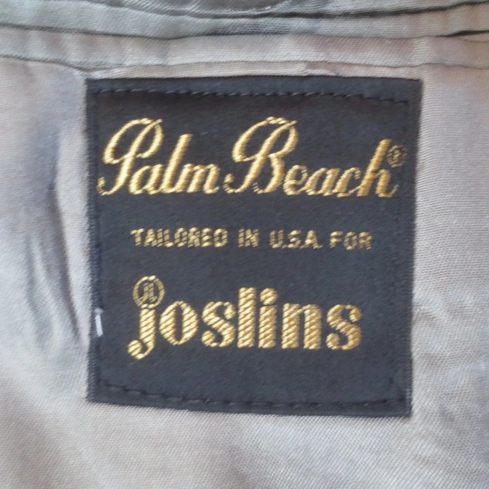 Vintage Palm Beach 2 Piece Suit Jacket Pants 35x32 Men Gray Lightweight Business